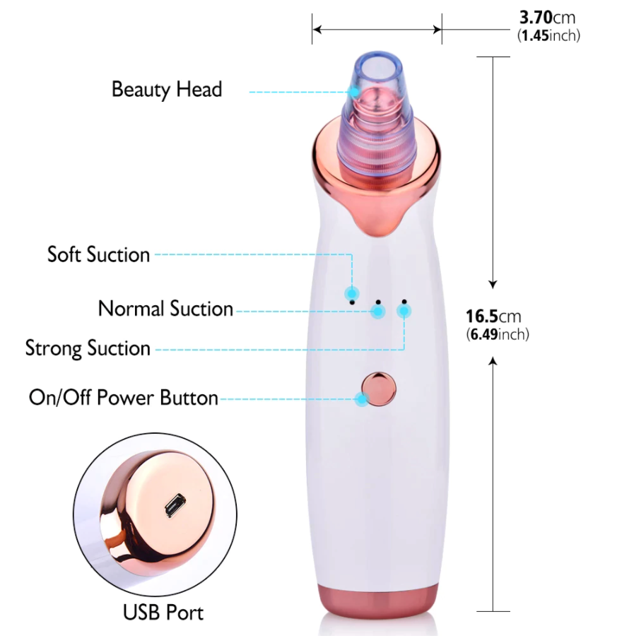 Cepillo eléctrico para eliminación de espinillas por vacío, limpieza facial